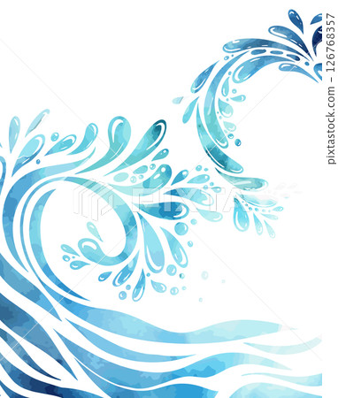 Blue watercolor river ocean wave layer background. hand drawn. Not AI, Vector illustration Blue watercolor river ocean wave layer background. hand drawn. Not AI, Vector illustration 126768357