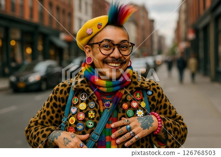 Portrait of a Unique Man in Vibrant Clothing 126768503