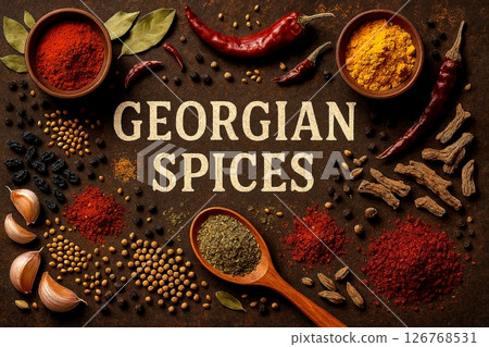 Colorful Spices Collage with Vibrant Variety 126768531