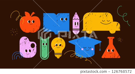 Hand drawn Back to School Icons with blackboard background Hand drawn Back to School Icons with blackboard background 126768572