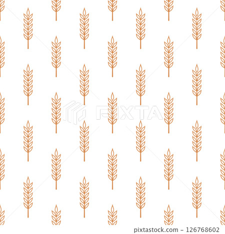Vector Seamless Pattern with Agriculture Wheat and Cereal Ears. Organic Wheat, Rice Ear Design Template. Bread, Beer Packaging, Farming, Organic Food Concepts Vector Seamless Pattern with Agriculture Wheat and Cereal Ears. Organic Wheat, Rice Ear Design Template. Bread, Beer Packaging, Farming, Organic Food Concepts 126768602
