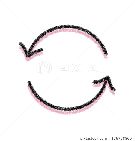 Simple illustration of pink rotating arrows | symbol of recycling or renewal Simple illustration of pink rotating arrows | symbol of recycling or renewal 126768809