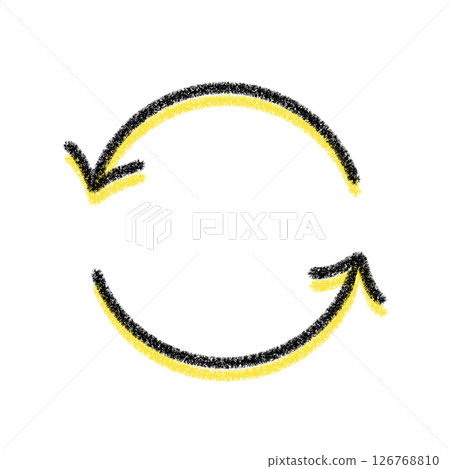 Black and yellow rotating arrows - simple illustration | symbol of recycling and renewal 126768810