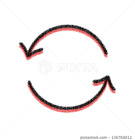 Black and red rotating arrows - simple illustration | symbol of recycling and renewal Black and red rotating arrows - simple illustration | symbol of recycling and renewal 126768812