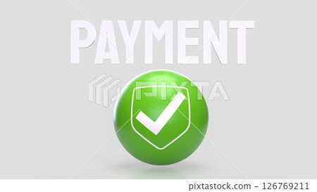 The Green sphere and icon on white background  3d Rendering. 126769211