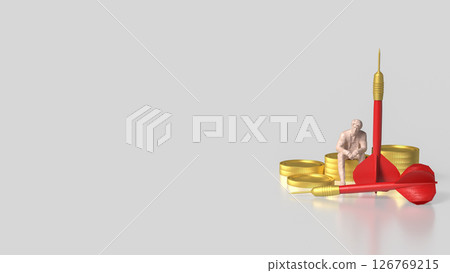 The  Red darts and coins on for Business concept. 126769215