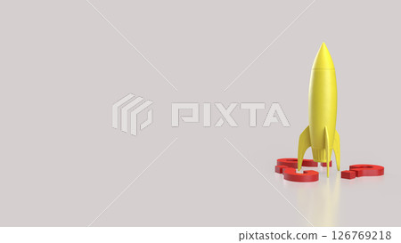The Yellow rocket and red Question mark for startup concept 3d Rendering. 126769218