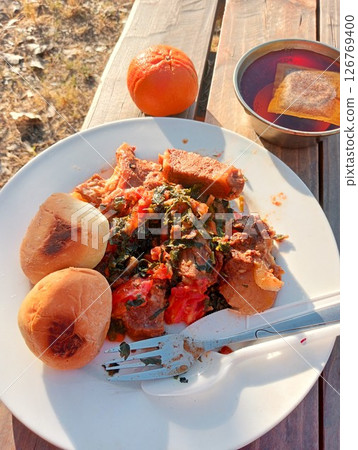 Dinner at the campsite, Maun, Botswana Dinner at the campsite, Maun, Botswana 126769400
