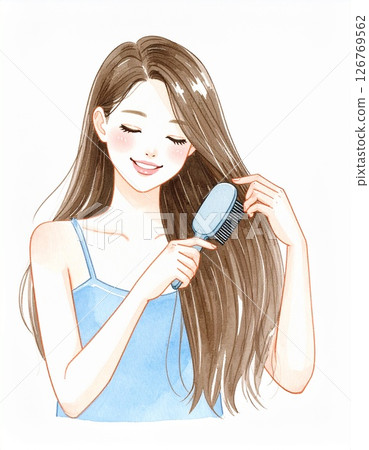 Young woman taking care of her hair 126769562