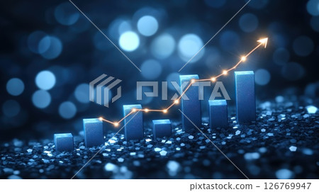 Growing Business Graph on Glittering Surface 126769947