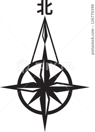 兩個箭頭指向對方的指南針輪廓 126770399