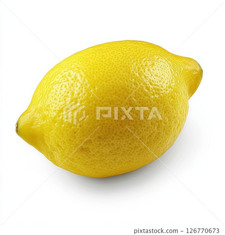 Bright Yellow Lemon with Textured Skin Isolated on White Background 126770673