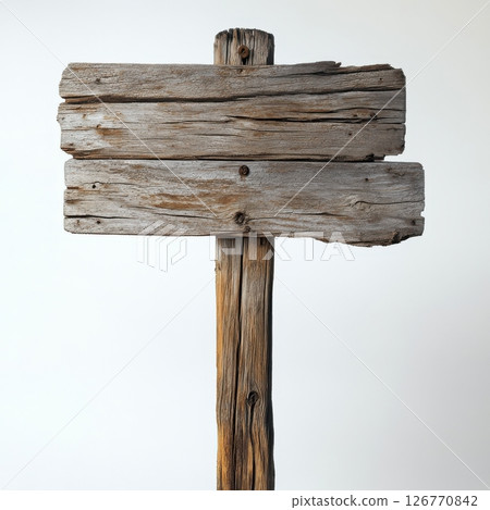 Weathered Wood Signboard with Vintage Charm and Rustic Appeal 126770842