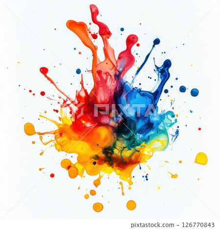 Vibrant Abstract Splash of Ink and Watercolor on White Background Vibrant Abstract Splash of Ink and Watercolor on White Background 126770843