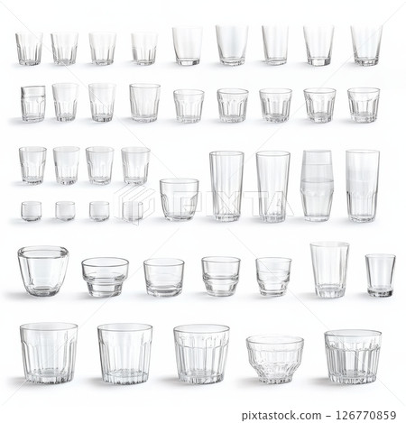 Collection of Isolated Glassware and Cups on White Background Collection of Isolated Glassware and Cups on White Background 126770859