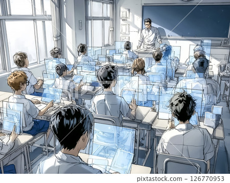 未來教育-利用全像顯示進行教育的插圖素材 126770953