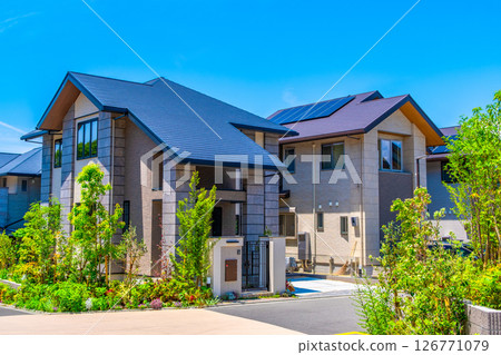 Quiet residential area without utility poles Quiet residential area without utility poles 126771079