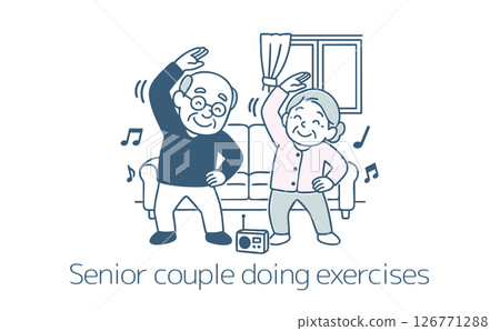 Senior couple doing gymnastics 126771288