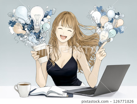 Illustration material of a businesswoman with an idea 126771826