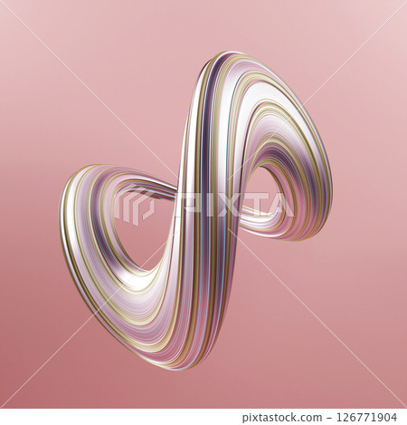Red abstract twisted shape. Colorful round geometry, gradient curve background, Computer generated geometric illustration. 3D rendering 126771904