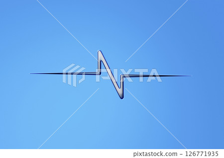 3d icon blue heart pulse monitor. Heart beat. Wave blue heartbeat line icon on blue background. Wallpaper of 3d heart monitor pulse line symbol. 3d rendering 126771935