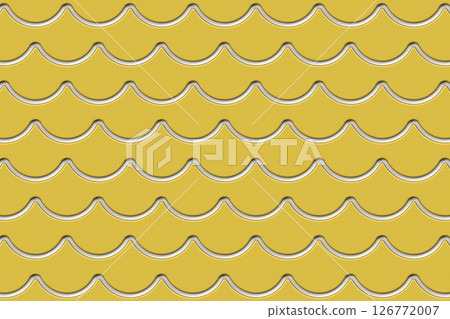 Yellow white wavy line pattern. Ripple texture. Modern ceramic wall tile texture. Abstract pattern background, 3d rendering Yellow white wavy line pattern. Ripple texture. Modern ceramic wall tile texture. Abstract pattern background, 3d rendering 126772007