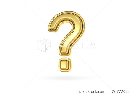 Gold question mark icon isolated on white background. Question mark sign banner, 3D rendering Gold question mark icon isolated on white background. Question mark sign banner, 3D rendering 126772094