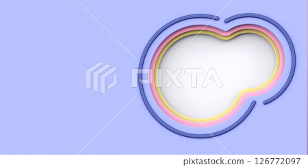 Polychrome abstract background with purple paper cut round holes. minimal style, Paper cut layer border, 3d rendering 126772097