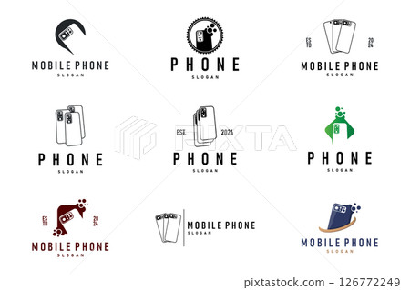 Smartphone logo communication electronic device, modern mobile phone design illustration template 126772249