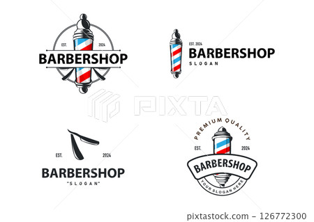 Barbershop Logo, Barber Scissors Vector, Old Set Bundle Collection Design Retro Vintage Typography Ornament Barbershop Logo, Barber Scissors Vector, Old Set Bundle Collection Design Retro Vintage Typography Ornament 126772300