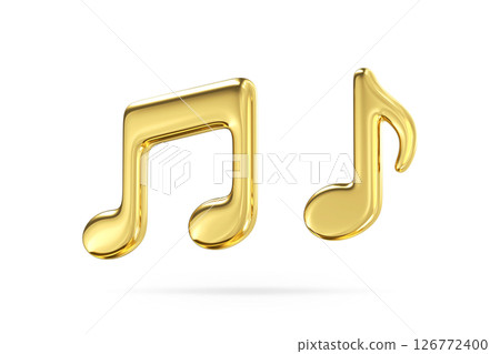 Gold note icon. Volumetric music tone symbol. Song compositions and sonatas. Classical decoration of festivals and concerts. Creation of symphonies. Realistic 3d rendering Gold note icon. Volumetric music tone symbol. Song compositions and sonatas. Classical decoration of festivals and concerts. Creation of symphonies. Realistic 3d rendering 126772400