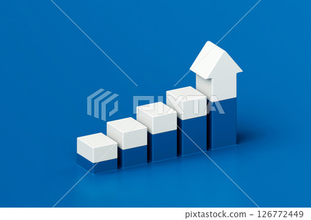 Blue white stair step to growth success, progress way and forward achievement creative concept, business way, 3d rendering Blue white stair step to growth success, progress way and forward achievement creative concept, business way, 3d rendering 126772449