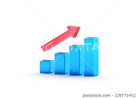 3d business blue graph with red arrow icon, Trade arrow. Exchange price chart. Growth and changes in value. Exchange trading. Reporting annual and quarterly profits. 3d rendering 3d business blue graph with red arrow icon, Trade arrow. Exchange price chart. Growth and changes in value. Exchange trading. Reporting annual and quarterly profits. 3d rendering 126772452