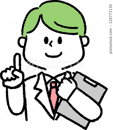 A male doctor holding a file and pointing A male doctor holding a file and pointing 126773130
