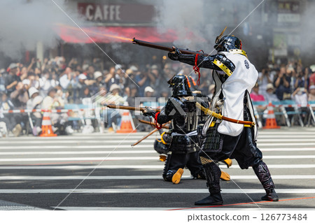 Sendai Aoba Festival: Matchlock firing at the traditional Date matchlock gun demonstration Sendai Aoba Festival: Matchlock firing at the traditional Date matchlock gun demonstration 126773484