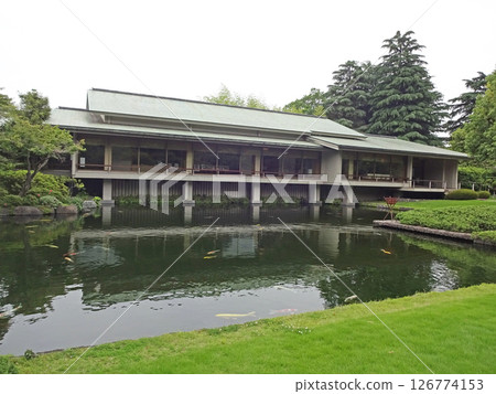 A panoramic view from the Japanese garden of the Japanese-style annex "Yushintei" of the Akasaka Palace State Guest House 126774153