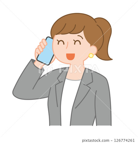 一位開朗的女商人接聽電話 126774261