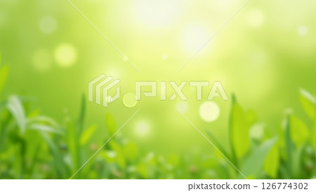 鮮綠色的葉子和花瓣在淡淡的色彩中飛舞 126774302
