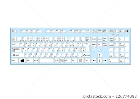 Realistic keyboard illustration material Easy-to-read design Light blue Light blue Vector 126774388