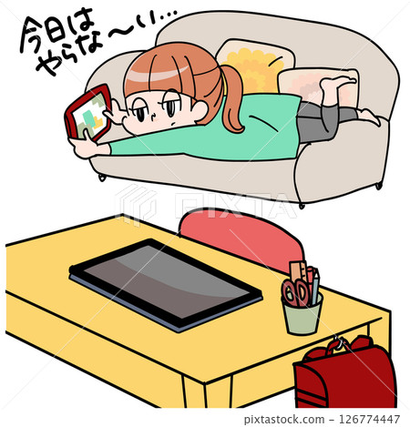 一個不在平板電腦上學習，只玩遊戲的女孩 126774447