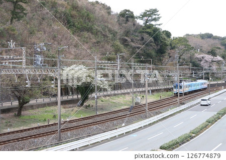 Kintetsu train running near Toba Castle 126774879
