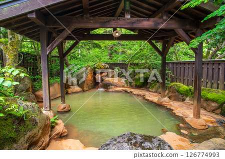 An open-air bath surrounded by fresh greenery "Okuhida Onsenkyo, Hirayu Onsen, Hirayu no Yu" 126774993
