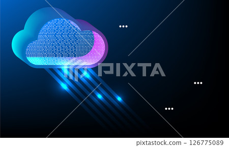 digital cloud icon with colorful data streams, representing technology and connectivity. background is dark, enhancing vibrant colors of cloud digital cloud icon with colorful data streams, representing technology and connectivity. background is dark, enhancing vibrant colors of cloud 126775089