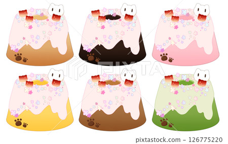 Colorful cat chiffon cake illustration 126775220