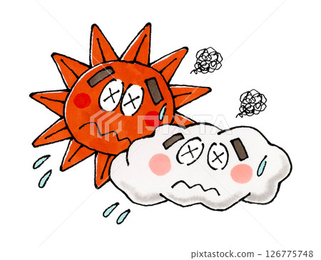 Hot sun and cloud characters 126775748