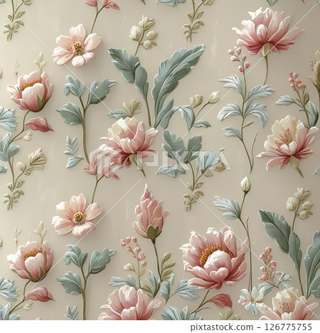 斯堪的納維亞風格花卉圖案 斯堪的納維亞風格花卉圖案 126775755