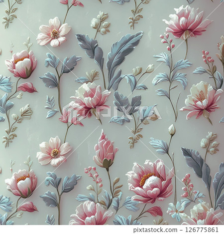 Modern design with Scandinavian floral pattern 03 126775861