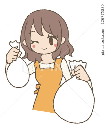 A housewife is happy that waste has decreased 126775889