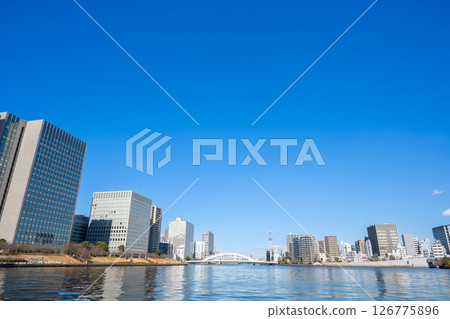 Sumida River scenery: Tokyo Skytree and Eitai Bridge 126775896