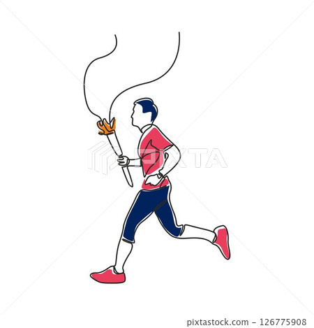 Minimalist Line Art Vector Illustration of Male Torchbearer Running with one line art design Minimalist Line Art Vector Illustration of Male Torchbearer Running with one line art design 126775908